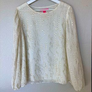 Lillly Pulitzer Silk Blouse Gold